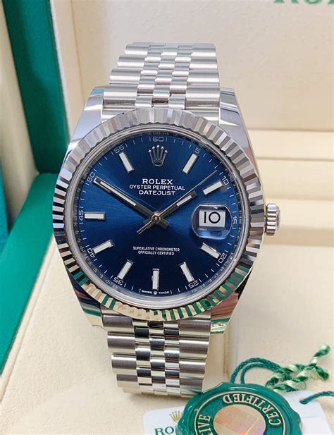 rolex datejust 41mm blue dial 2023|Rolex Datejust 41 smooth bezel.